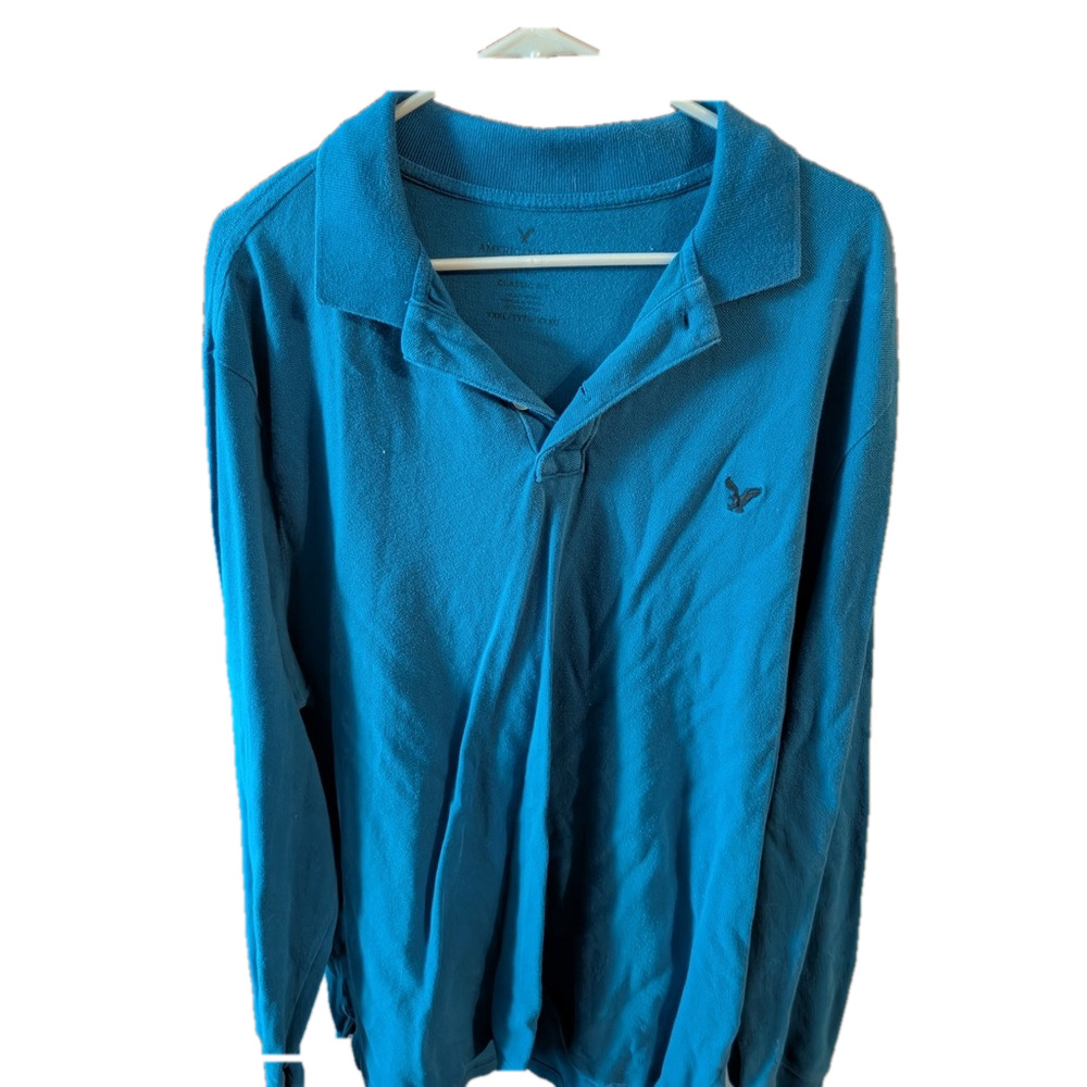 American Eagle men’s blue long sleeve polo SZ 3XL